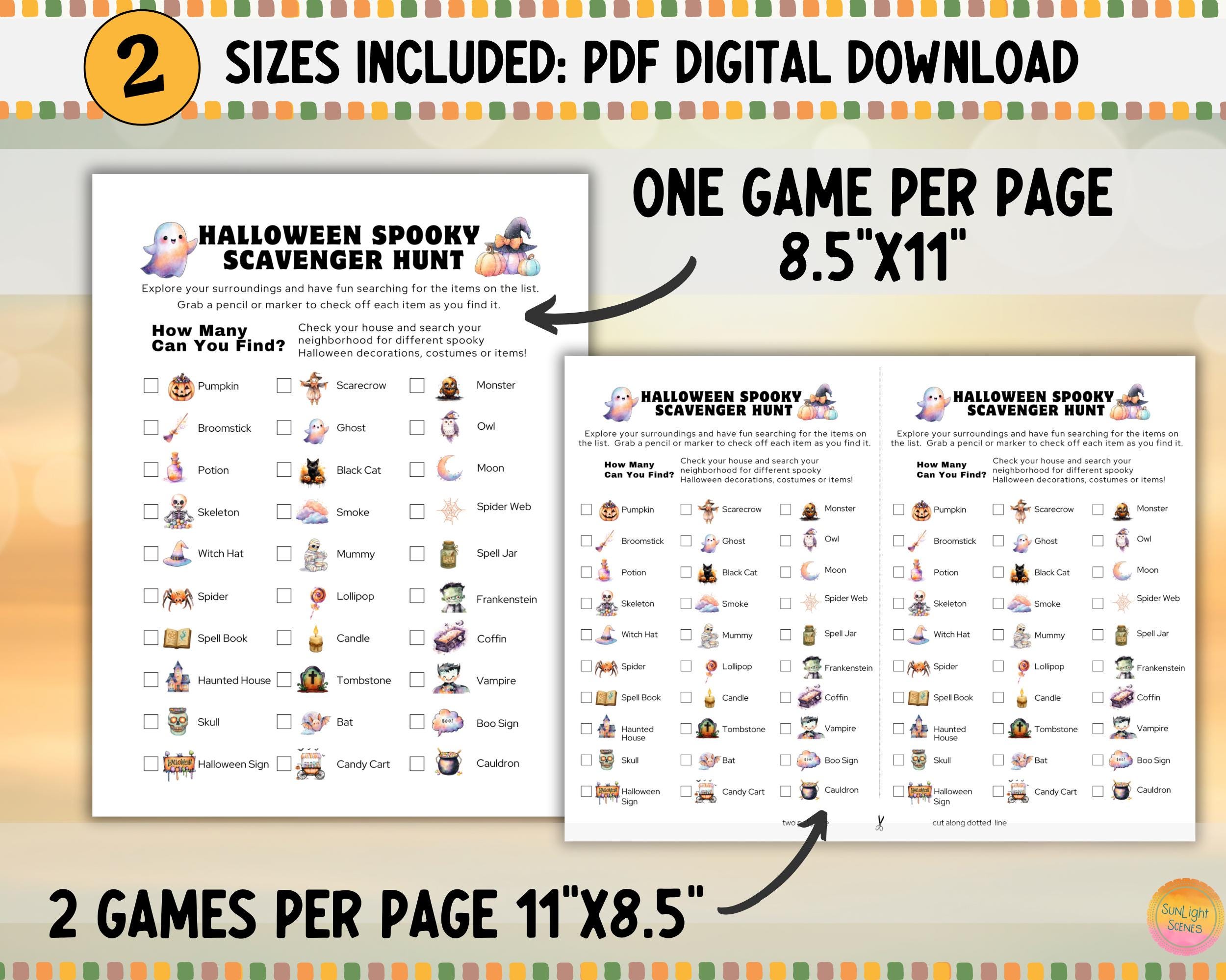 Halloween Scavenger Hunt: Spooky Kids Party Game (PDF Download - Etsy