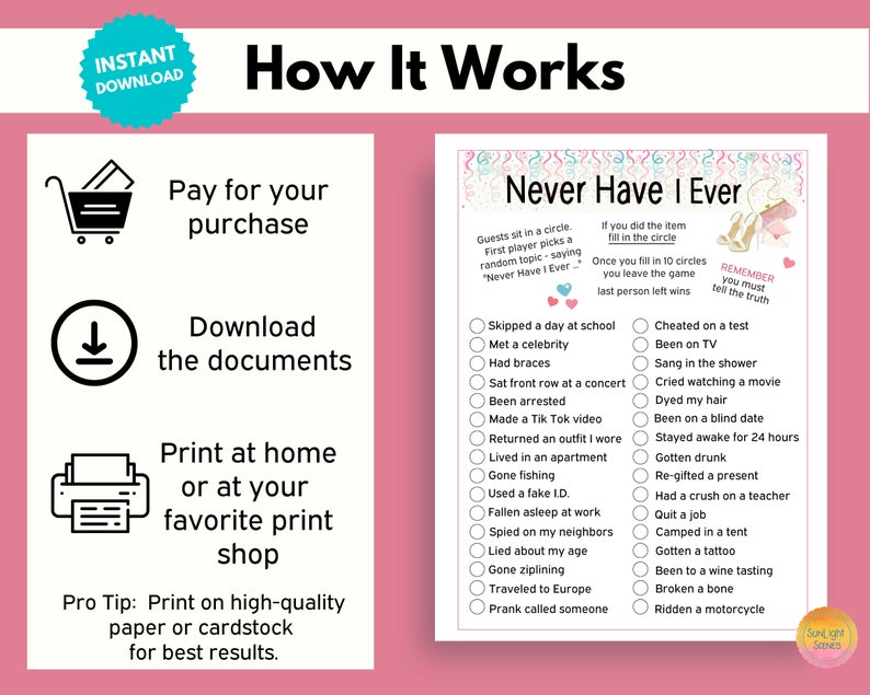 Never Have I Ever Printable Party Game Ladies Night Out, Girls Night ...