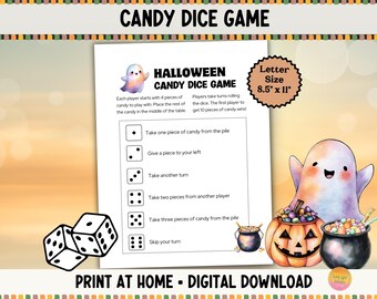 Halloween Candy Dice Game: Spooky Party Activity (Printable PDF)