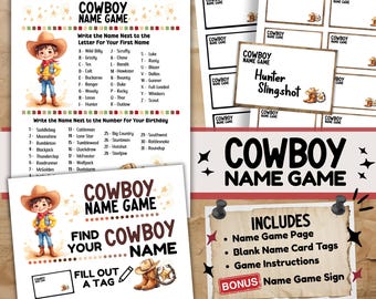 Cowboy Name Game: Western Birthday Party Activity (PDF Download)