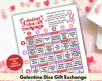Galentines Day Game Dice Gift Exchange Game, Valentines Day Party Printable Ladies Night Teen Girls Brunch Left Right Pass the Gift Swap