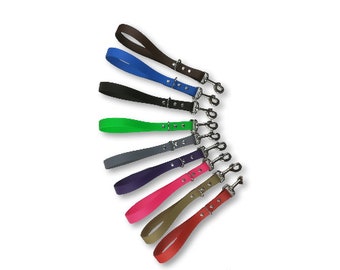 Short guide with carabiner made of BioThane® in different colors, 33 cm, 2.5 cm wide