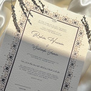 Certificato Nikkah, Nikah Nama minimalista, Contratto di matrimonio islamico, Certificato di matrimonio musulmano, Stampa personalizzata, Regalo di nozze