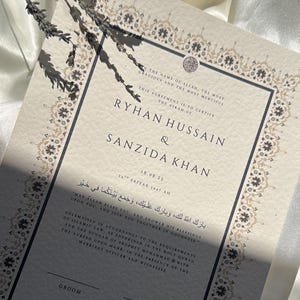 Certificato Nikkah di lusso, contratto di matrimonio islamico A4 premium, Nikkah Nama, certificato di matrimonio musulmano, nomi personalizzati, verde smeraldo