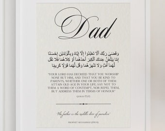 Stampa islamica per papà, regali per papà personalizzati, stampa Dua per genitori, regalo per genitori musulmani, festa del papà, regali per papà, stampa islamica, citazione per papà A4