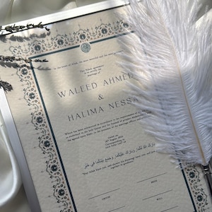 Luxus Nikkah Zertifikat, Islamischer Premium A4 Hochzeitsvertrag, Nikkah Nama, Muslimische Heiratsurkunde, Personalisierte Namen, Koran Vers