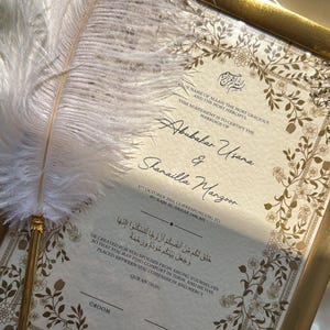 Certificato Nikah, Contratto Nikah Nama Floreale, Contratto di Matrimonio Islamico, Regalo di Nozze Musulmane, Certificato Nikkah Oro, Regalo Personalizzato