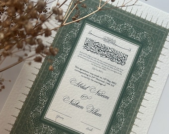 A3 Luxury Nikkah Certificate, Islamic Nikkah Marriage Contract, Nikah Nama Gift, Muslim Marriage Ceremony Contract , Personalised Nikah Gift