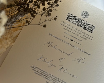 Nikah Certificate, Islamic Nikkah Contract, Muslim Marriage Wedding, Nikkah Nama, Personalised Gift, Wedding Contract, Nikkah Gift