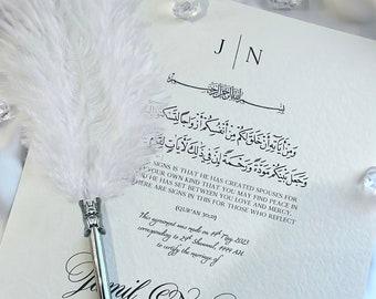 A3 Nikkah-certifikat Modernt, Islamiskt Nikkah-kontrakt Minimalistiskt, Muslimskt äktenskapskontrakt, Nikah Nama, Personlig Parpresent