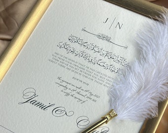 A3 Nikkah-certifikat Modernt, Islamiskt Nikkah-kontrakt Minimalistiskt, Muslimskt äktenskapskontrakt, Nikah Nama, Personlig Parpresent
