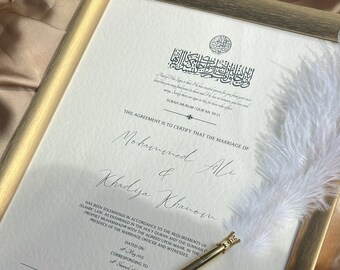 A3 Luxury Nikkah Certificate, Islamic Nikkah Contract, Muslim Marriage Wedding, Nikkah Nama, Personalised Gift, Wedding Contract, Nikah Gift