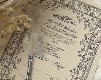 Nikah Certificate, Nikah Nama, Islamic Marriage Certificate, Muslim Marriage Contract, Personalised Nikah Certificate