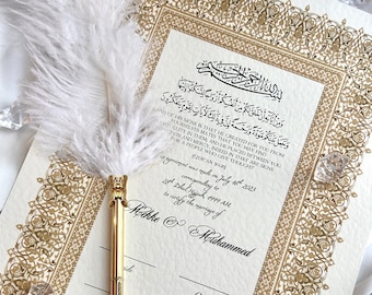 A3 Luxury Nikkah Certificate, Premium A3 Islamic Wedding Contract, Nikkah Nama, Muslim Marriage Certificate, Personalised Names, Quran Verse