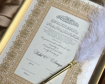A3 Luxury Nikkah Certificate, Premium A4 Islamic Wedding Contract, Nikkah Nama, Muslim Marriage Certificate, Personalised Names, Quran Verse