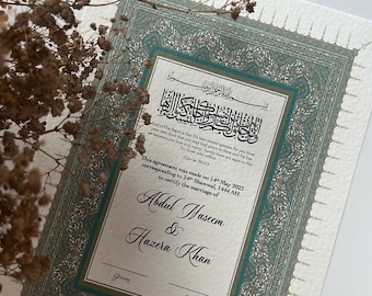 Premium Nikkah Certificate, Islamic Nikkah Contract, Nikah Nama Gift, Muslim Marriage Certificate, Personalised Gift, Nikkah Ceremony Card