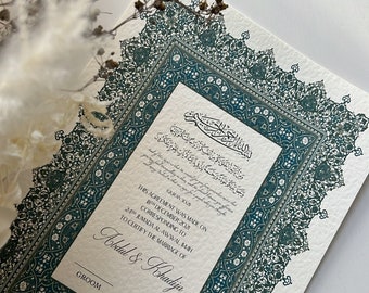 Luxury Nikkah Certificate, Premium A4 Islamic Wedding Contract, Nikkah Nama, Muslim Marriage Certificate, Personalised Names, Quran Verse