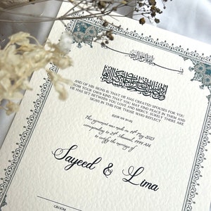A3 Luxus Nikkah Zertifikat Grün, Premium Islamischer Hochzeitsvertrag, Nikkah Nama, Muslimische Heiratsurkunde, Personalisiert, Nikah Geschenk