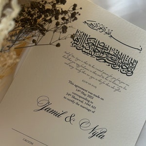 A3 modern Nikkah-certificaat, minimalistisch islamitisch Nikkah-contract, moslimhuwelijkshuwelijkscontract, Nikah Nama, luxe gepersonaliseerd cadeau