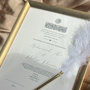 Certificado Nikkah de lujo A3, Contrato Nikkah islámico, Boda musulmana, Nikkah Nama, Regalo personalizado, Contrato de boda, Regalo Nikah