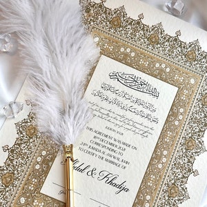 A3 Luxus Nikkah Zertifikat, Premium Islamischer Hochzeitsvertrag, Nikkah Nama, Muslimische Heiratsurkunde, Personalisierte Namen, Gold A3-Druck