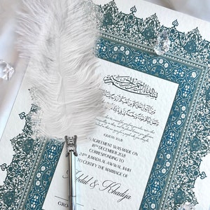 Luxury Nikkah Certificate, Premium A4 Islamic Wedding Contract, Nikkah Nama, Muslim Marriage Certificate, Personalised Names, Quran Verse