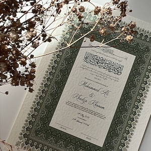 Nikkah Zertifikat, Hochzeitsvertrag Islamisch, Nikkah Nama Geschenk, Nikkah Vertrag, Muslimische Ehe, personalisiertes Geschenk, Nikkah Ehe Zeichen A4