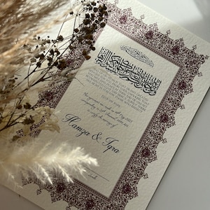 A3 Certificado Nikkah de lujo, Contrato de matrimonio Nikkah islámico, Regalo para Nikkah, Contrato de ceremonia de matrimonio musulmán, Nikkah personalizado A3