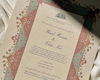 Nikah Certificate, Muslim Marriage Contract, Islamic Wedding Frame, Nikkah Nama Document, Couple Engagement Gift, Quran Verse on Marriage