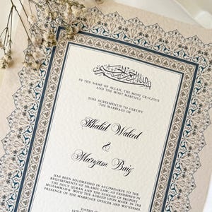 Certificato Nikah di lusso, Nikah Nama Premium, Contratto di matrimonio islamico, Certificato di matrimonio musulmano, Regali personalizzati, Regalo di coppia Nikah