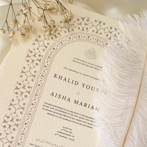 Luxus Blumen Nikkah Zertifikat, Islamischer Hochzeitsvertrag, Nikkah Nama, Muslimische Heiratsurkunde, Vintage Blumendruck, Blumenkranz A4
