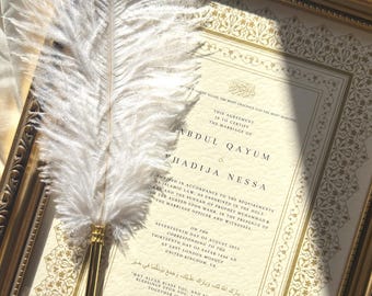 Gold Nikah Certificate, Luxury Marriage Contract, Personalised Islamic Wedding Nikkah Nama, Vintage Gold Frame