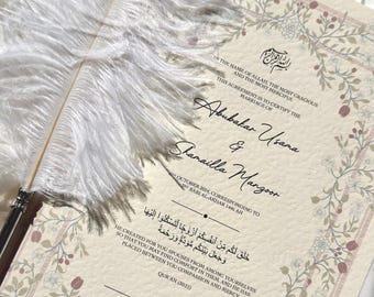 Floral Nikah Certificate, Islamic Marriage Certificate, Personalized Muslim Wedding Certificate, Printable Nikah Certificate