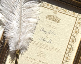 Couple Nikah Gift, Nikah Certificate in Vintage Frame, Gold Nikah Certificate, Muslim Wedding Gift, Personalised Keepsake, Nikah Ceremony