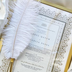 Certificato Nikkah di lusso, contratto di matrimonio islamico A4 premium, Nikkah Nama, certificato di matrimonio musulmano, nomi personalizzati, versetto del Corano