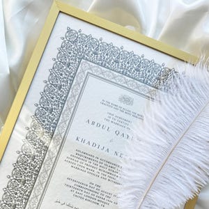 Luxus Nikkah Zertifikat, Islamischer Premium A4 Hochzeitsvertrag, Nikkah Nama, Muslimische Heiratsurkunde, Personalisierte Namen, Koran Vers