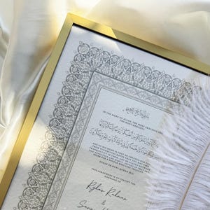 Luxus Nikkah Zertifikat, Islamischer Premium A4 Hochzeitsvertrag, Nikkah Nama, Muslimische Heiratsurkunde, Personalisierte Namen, Koran Vers