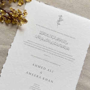 Premium Nikah Zertifikat, handgemachtes Baumwollpapier, Islamische Nikah Nama, Islamische Nikah Nama, Ehevertrag, personalisiertes Hochzeitsgeschenk