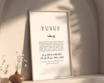 Personalised Islamic Name Print, Personalised Islamic Gift, Arabic Calligraphy, Islamic name and meaning, Protection Dua, Bedroom Wall Art