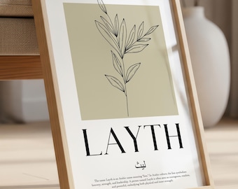 Personalised Arabic Name Print, Custom Islamic Gift, Name Meaning in Islam