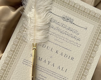 A3 Luxury Nikkah Certificate, Premium A3 Islamic Wedding Contract, Nikkah Nama, Muslim Marriage Certificate, Personalised Names, Olive Gold