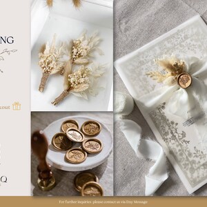 a collage of photos with buttons and ribbons