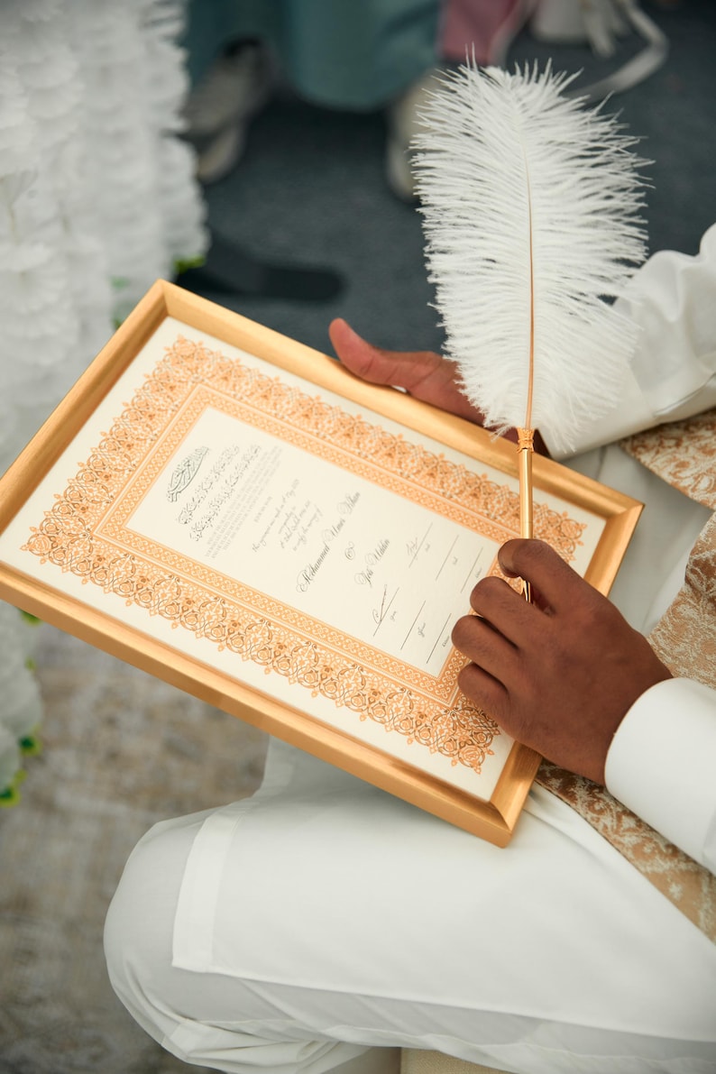 Certificat de luxe Nikkah, contrat de mariage islamique A4 premium, Nikkah Nama, certificat de mariage musulman, noms personnalisés, versets du Coran image 18