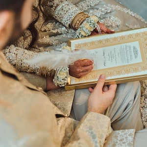 Certificat de luxe Nikkah, contrat de mariage islamique A4 premium, Nikkah Nama, certificat de mariage musulman, noms personnalisés, versets du Coran image 13