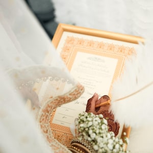 Certificat de luxe Nikkah, contrat de mariage islamique A4 premium, Nikkah Nama, certificat de mariage musulman, noms personnalisés, versets du Coran image 10