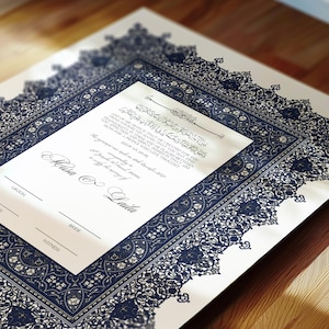 Luxus Nikkah Zertifikat, Islamischer Premium A4 Hochzeitsvertrag, Nikah Nama, Muslimische Heiratsurkunde, Personalisierte Namen, Koran Vers
