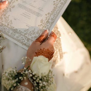Floral Nikkah Certificate, Gold A4 Islamic Wedding Contract, Nikkah Nama, Muslim Marriage Certificate, Personalised Names, Quran Verse image 14