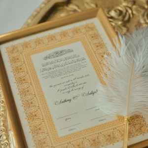 Certificat de luxe Nikkah, contrat de mariage islamique A4 premium, Nikkah Nama, certificat de mariage musulman, noms personnalisés, versets du Coran image 12