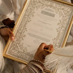 Floral Nikkah Certificate, Gold A4 Islamic Wedding Contract, Nikkah Nama, Muslim Marriage Certificate, Personalised Names, Quran Verse image 16