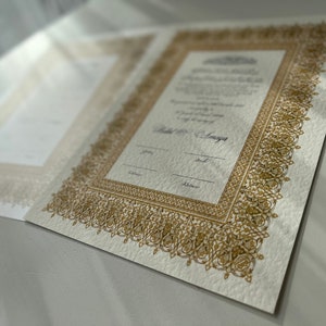 Luxury Nikkah Certificate, Premium A4 Islamic Wedding Contract, Nikkah Nama, Muslim Marriage Certificate, Personalised Names, Quran Verse imagem 5